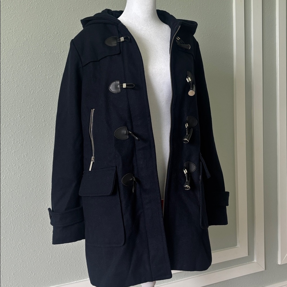 Michael Kors Navy Coat with Zipper & toggle clasps